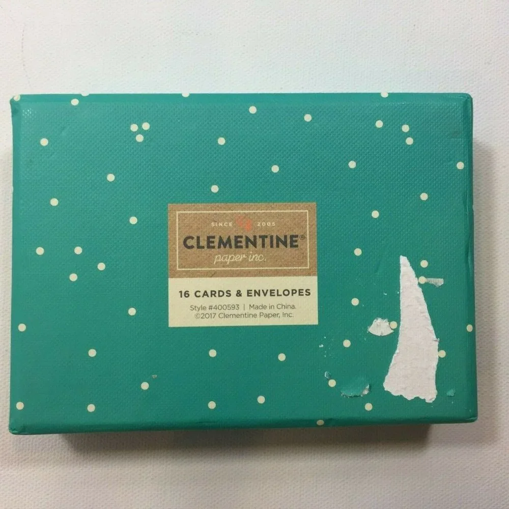 Clementine Paper 15 Thank You Pink Turquoise Notecards Envelopes Gold Confetti